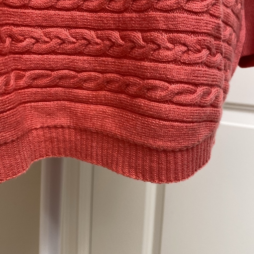 Market & Spruce cashmere blend Cable knit Sweater Top Women’s L boat neck Coral - Picture 4 of 10
